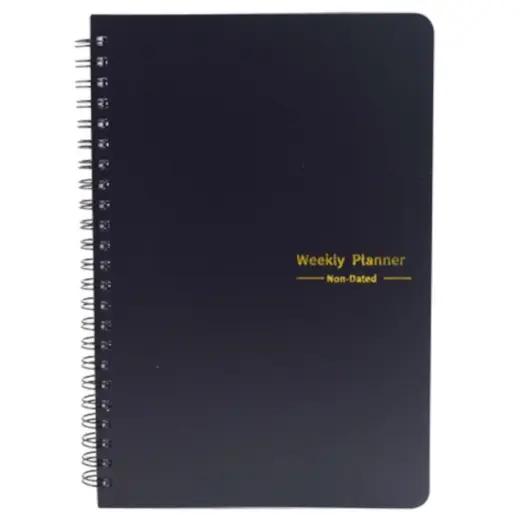 Non-Dated A5 Weekly Planner Black Front